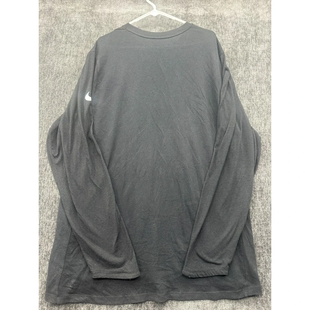Nike Dri-Fit Basketball T-Shirt Mens 2XL Black‎ Swoosh Logo Long Sleeve Athletic